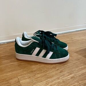 adidas Campus Suede Sneakers in Dark Green & White KIDS 5/WOMENS 6.5-7.